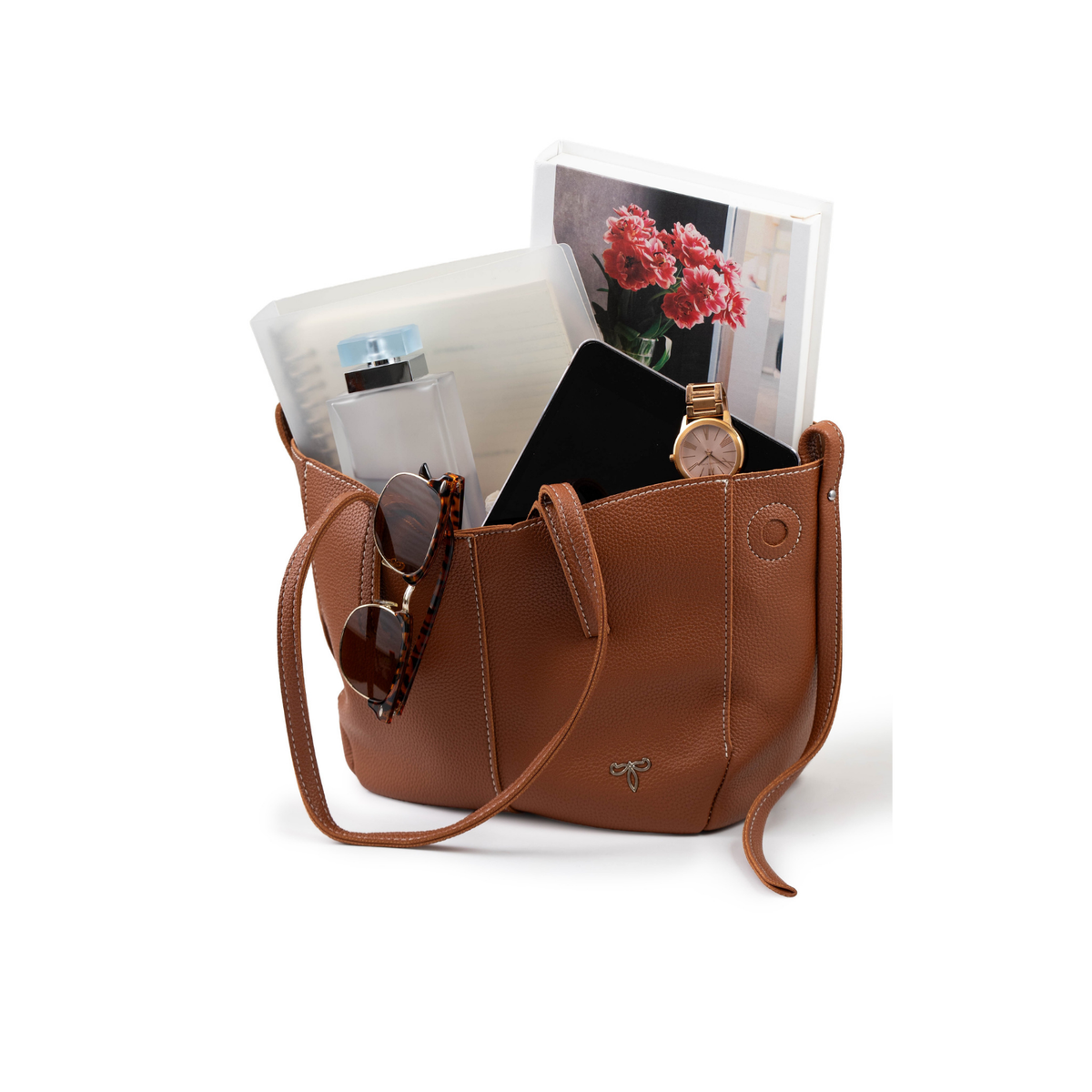 Hannah Soft Tote in Saddle Brown