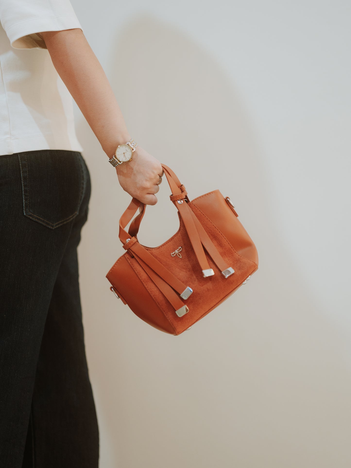 Priscilla Mini Structured Tote in Cognac Saddle