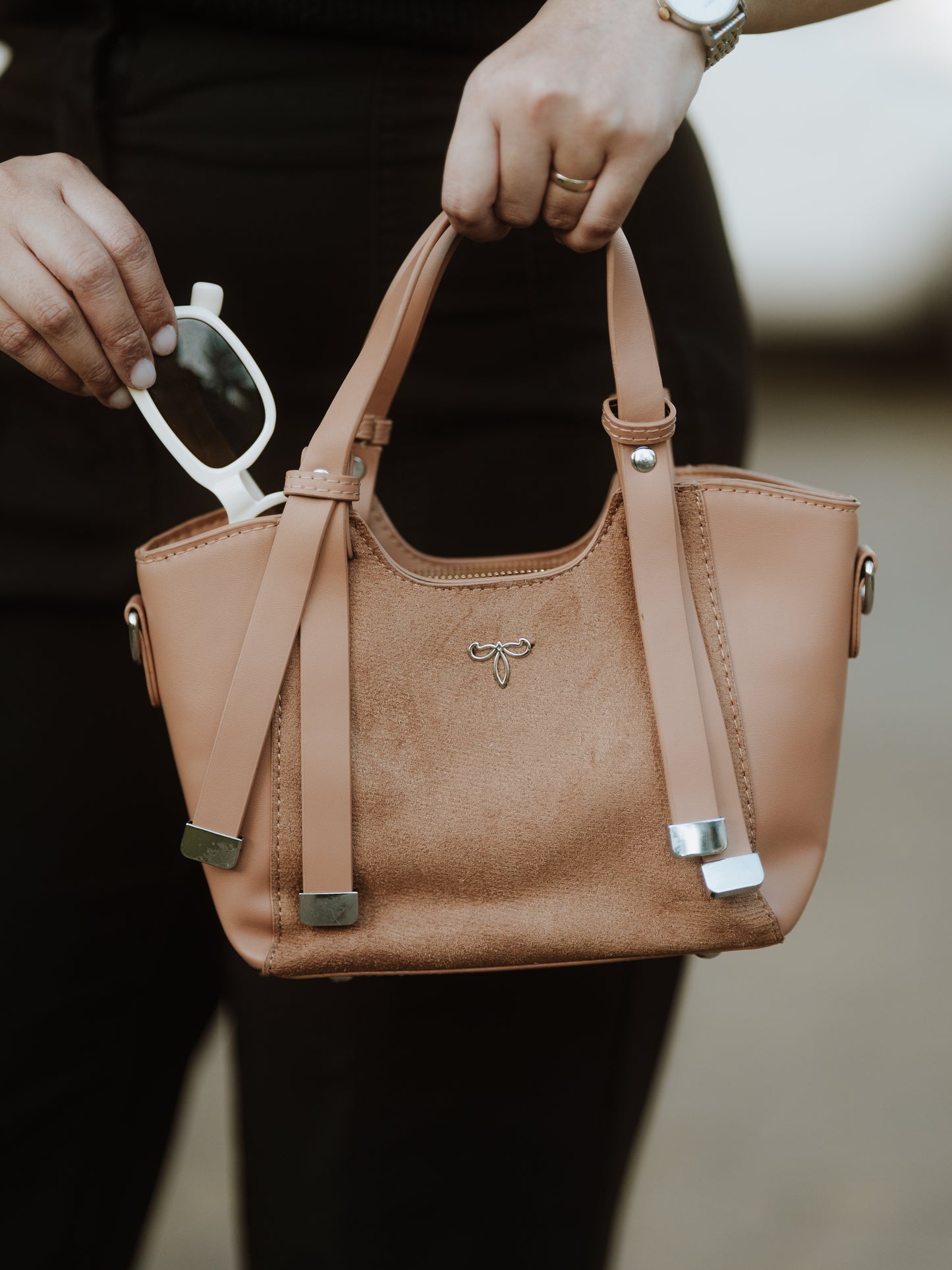 Priscilla Mini Structured Tote in Dune Beige